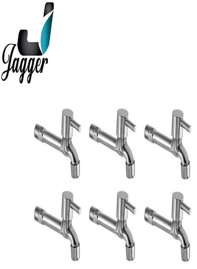 Jagger Turbo Stainless Steel Long Body taps for Bathroom and Kitchen taps with Chrome Finish and Quarter Turn Fitting (Wall Flange and Teflon Tape) Set of (6) - Image 2